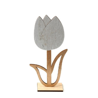 

1pcs Natural Wood Hollow Small Flower Easter Ornaments Gift Table Solid Tulip for Festival Wedding Home Decoration