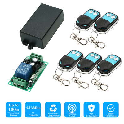 

433Mhz DC 12V 1CH Universal 10A Relay Wireless Remote Control Switch Receiver Module&5PCS 2 Key RF 433 Mhz Transmitter Remote