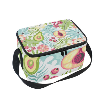 

ALAZA Fruits And Flowers Lunch Box Insulated Lunch Bag Large Cooler Tote Bagfor Men Women