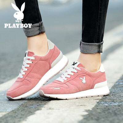 

Playboy PLAYBOY Ms Fashion Casual Shoes Womens Running Strap Sneakers Thick-soled Womens Shoes 0446 Pink 36