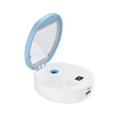 

LED Spray Hydration Makeup Mirror Light Skin Moisture Measure Power Bank Pocket Professional Vanity Lady Beauty Mirror Lamp