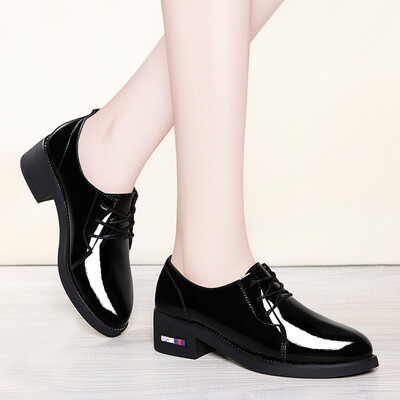 

Lycra Kington LAIKAJINDUN Korean version of the round head with a low cut retro thick with a single shoes 6561 black 37