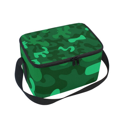 

ALAZA Insulated Lunch Box Green Camouflage Lunch Bag for Men Women Portable Tote Bag Cooler Bag
