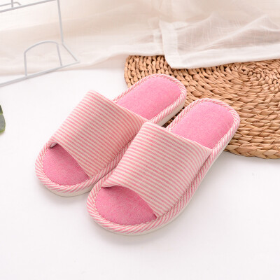 

Yule home couple models indoor simple thick bottom Japanese linen slippers women models YT2519 pink 3839
