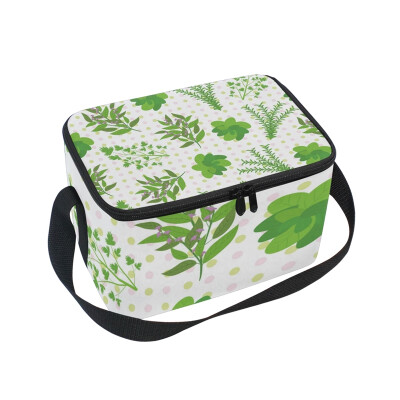 

ALAZA Lunch Box Insulated Lunch Bag Large Cooler Green Leaf Tote Bag