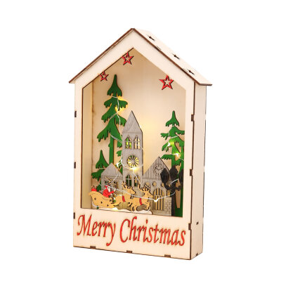 

Hanging Wood Chalet With LED Light Christmas Decorative Hotel Bar Cafe House Christmas Tree Decoration Festival Xmas Ornaments Cit