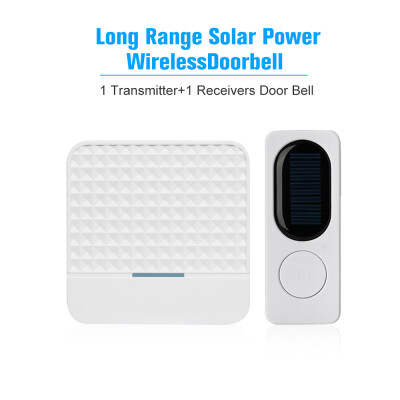 

300M1000ft Long Range Solar Power Wireless Waterproof Doorbell Light Control Sensor with 1 Transmitter2 Receivers 52 Melodies 4