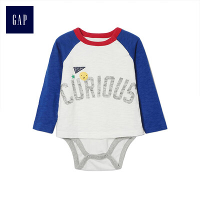 

GAP flagship store childrens clothing baby cotton print jumpsuit 399533 newborn crawler male baby boy clothes light bright white 59cm 3-6 months