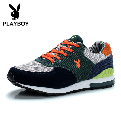 

Playboy PLAYBOY comfortable wild casual sports shoes mens non-slip wear-resistant DA51012 dark blue light gray 44