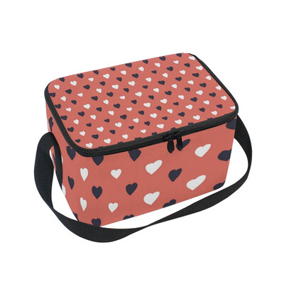 

ALAZA Insulated Lunch Box Love Pattern Lunch Bag for Men Women Portable Tote Bag Cooler Bag