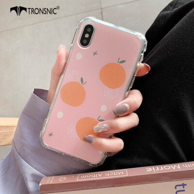 

TRONSNIC Orange Ins Phone Case for iPhone X XS Fruit Shockproof Soft TPU Cases Green Pink Covers