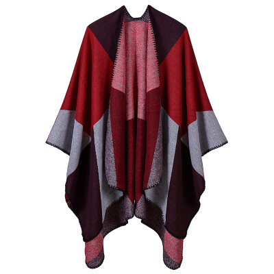 

Winter Women Loose Outerwear Coat Splice Oversized Knitted Cashmere Poncho Cape Shawl Cardigan Sweater