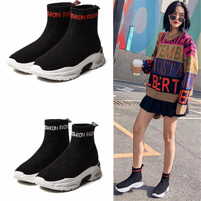

Women Height Increasing Ankle Boots soft Fabric Slip-On casual shoes Ladies Mujer Sping Snow L Fashion Woman Shoes