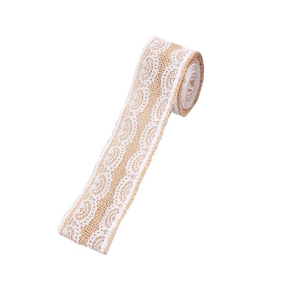 

2m 50mm Width DIY Handmade Lace Linen Roll Natural Burlap Rolls for Wedding Present Gift Home Decoration Crafts Lace Linen