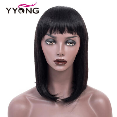 

YYONG Bob Wig For Black Women Brazilian Hair Straight Weave Wigs Human Hair Wigs Natural Black Color Short Wigs