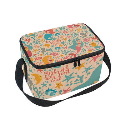 

ALAZA Insulated Lunch Box Mermaids Girls Lunch Bag for Men Women Portable Tote Bag Cooler Bag