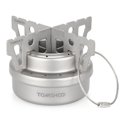 

TOMSHOO Outdoor Titanium Alcohol Stove & Rack Combo Set Mini Ultralight Portable Liquid Alcohol Stove with Cross Stand Stove Rack