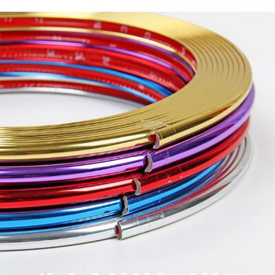 

8meterroll Universal Car Golden Gloss Protection Wheel Rim Grille Clips Light Frame Decoration Collision Strips Adhesive