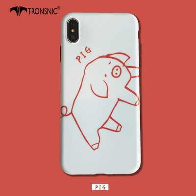 

TRONSNIC Cute Cartoon Pig Phone Case for iPhone XR Soft Matte White Lines Funny Case Cover Hot