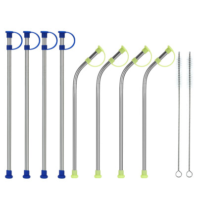 

10pcsset 105" Stainless Steel Straws with Silicone Dust Cover Reusable Stainless Steel Straws Drinking Straw 4 Bent 4 Straight