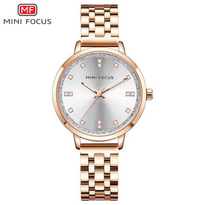 

MINI FOCUS MF0047L Women Watch Quartz Stainless Steel Strap Simple Wristwatch Time Display Fashion Casual 3ATM Waterproof Luminous