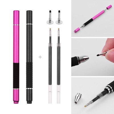 

2 in 1 Precision Stylus Pen with Refill&Disc Tip Capacitive Touchscreen Stylus Pen For Cellphone Tablet Pack of 2pcs SilverSi