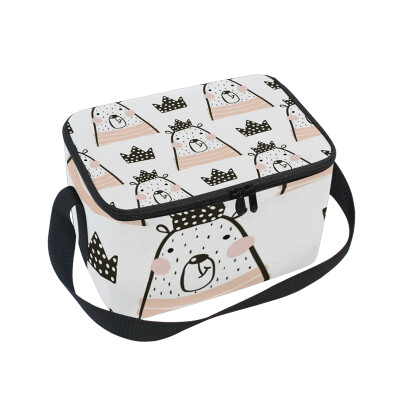 

ALAZA Lunch Box Insulated Lunch Bag Large Cooler Cute Girl Bear Princess Tote Bag