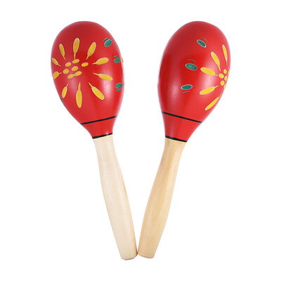 

Pair of Wooden Maracas Rumba Shakers Rattles Sand Hammer Percussion Instrument Musical Toy for Kid Children Party Games