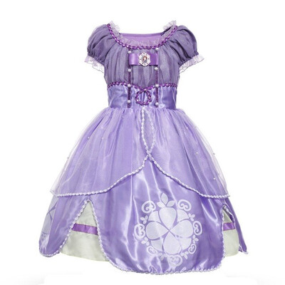 

MUABABY Princess Summer Dresses Girls Sofia Cosplay Costume 5 Layers Children Kids Floral Halloween Party Tutu Dress up Fantasy