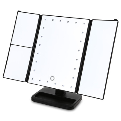 

Angle Adjustable Three Sides Foldable LED Dimmable Makeup Table Mirror