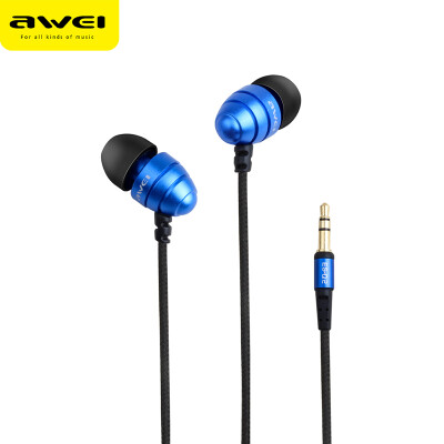 

AWEI ES-Q2 Stainless Steel 35mm Headset in-ear Stereo Music Deep Bass Earphones Earbud With Integrated Microphone