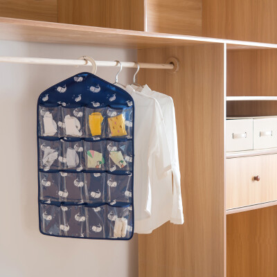 

40000 km hanging wardrobe storage bag waterproof Oxford cloth 16 transparent hanging bag underwear compartment finishing bag door wall storage bag SWJ2201 small whale