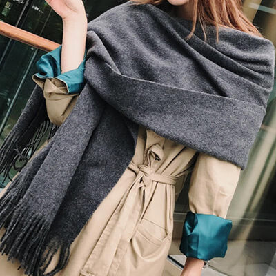 

Italian kangaroo LALPINA scarf female winter long paragraph warm dual-use shawl European&American fashion unisex wild collar 683141014 dark&gray ash code