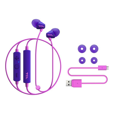 

TCL SOCL100BT wireless Bluetooth headset in-ear earphones neck-mounted hanging neck with wheat can call echo cancellation lilac purple mobile phone universal