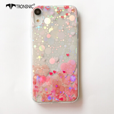

Tronsnic Love Hearts Phone Case for iPhone XS MAX Shiny Laser Soft Cases Transparent Covers