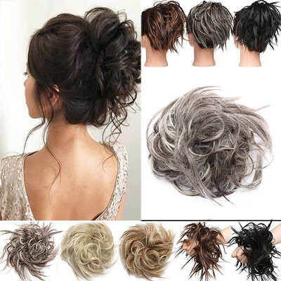 

New Messy Hair Bun Elastic Hair Piece Ponytail Band Wrap Hair Extensions Updo Cover Chignon Puff Natural As Human kcuas