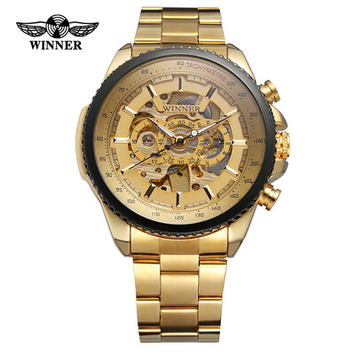 

WINNER 428 Men Watch Semi-Automatic Mechanical Watch Time Display Fashion Casual Stainless Steel Strap Luminous Hands Male Wristwa