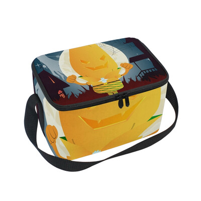 

ALAZA Lunch Box Insulated Lunch Bag Large Cooler Orange Pumpkin Tote Bag