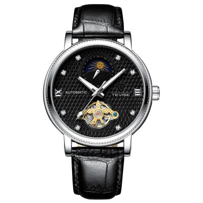 

TEVISE T612 Business Men Automatic Mechanical Watch Time Moon Phase Display Fashion Casual Luminous Hands Leather Strap Life Water