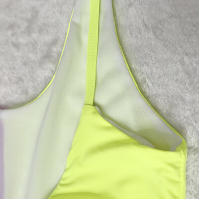 

Women High Cut Backless Swimsuit Color Block Low Neck One Piece Bathing Suits Swimwear