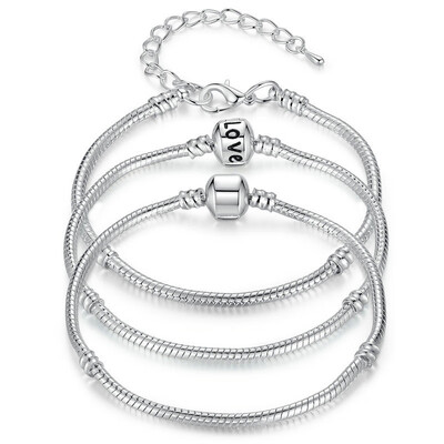 

5 Style Silver Color LOVE Snake Chain Bracelet & Bangle 16CM-21CM Pulseras Lobster PA1104