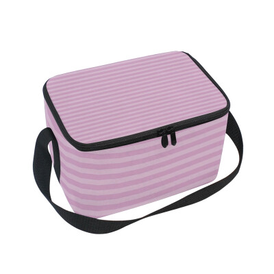 

ALAZA Lunch Box Insulated Lunch Bag Large Cooler Tote Bag Pink Stripe for Men Women Girls Boys