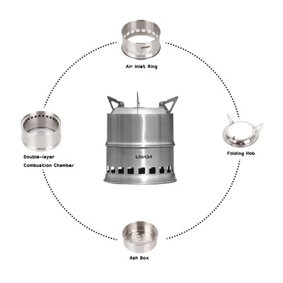 

Lixada Portable Stainless Steel Lightweight Wood Stove Solidified Alcohol Stove Outdoor Cooking Picnic BBQ Camping