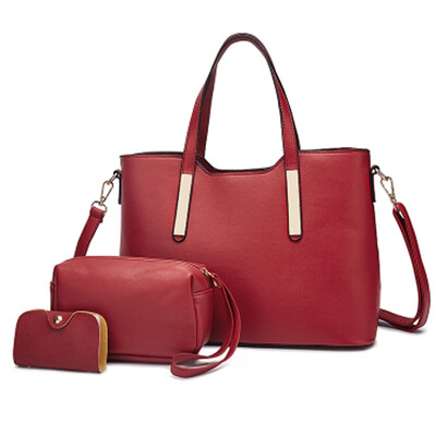 

Women Pu Leather Handbag Purse Card Holder 3pcsset Tote Bag Ladies Shoulder Bag Work Bag