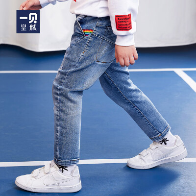 

One Beihuangcheng Boys Jeans 2019 Spring New Trousers Big Boy Korean Fashion Casual Trend Pants 1119112040 Blue 110cm