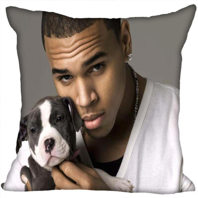 

Chris Brown Pillow Cover Bedroom Home Office Decorative Pillowcase Square Zipper Pillow Cases Satin Fabric No Fade 35x35CM 35x35CM