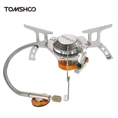 

TOMSHOO Outdoor Camping Stove Kit Ultralight Compact Foldable Backpacking Gas Stove with 9-Plate Camp Stove Windscreen Windshield