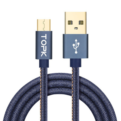 

Topk1M Micro USB Cable Denim Braided Fast Charge & Sync Data Mobile Phone USB Cable for Xiaomi Samsung Huawei Sony LG