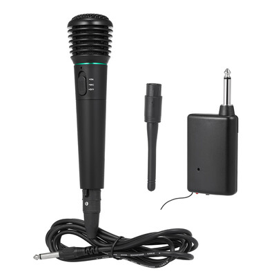 

Wireless & Wired Dual-use Microphone FM Mic System Voice Amplifier w 25m Cable Antenna Receiver 65mm Out for Teacher Lecturer C