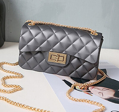 

Mini Chain Jelly Bag 2019 Women Diamond Lattice Flap Girl Casual Clutch Scrub Handbag Silicone Candy jelly Shoulder Bags